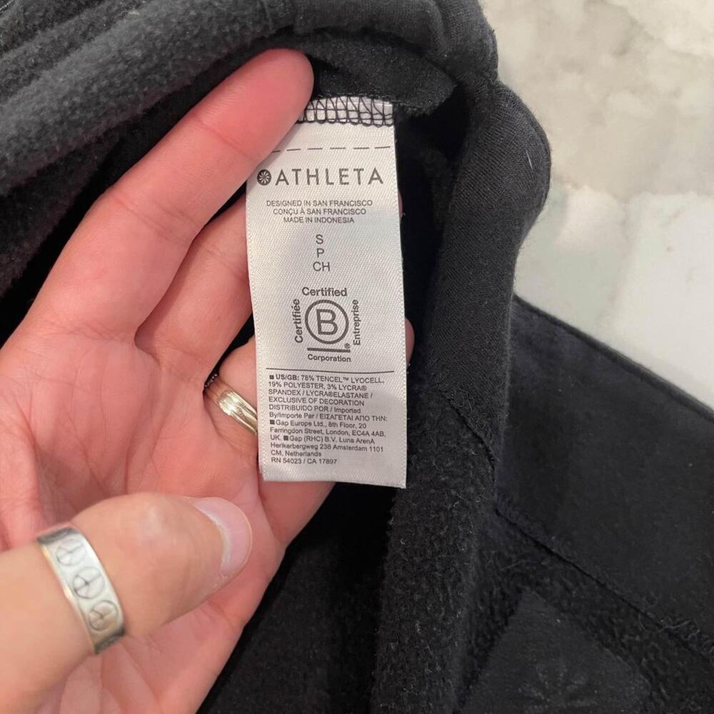 Athleta Coaster Luxe Recover Crewneck Sweatshirt Women's Small Petite Black Cozy - Picture 5 of 9
